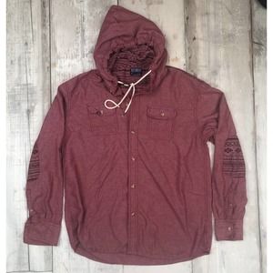 WT02 Pink Rose Hoodie, Men's Large Long Sleeve Button Up Hoodie Shirt, RN 106663